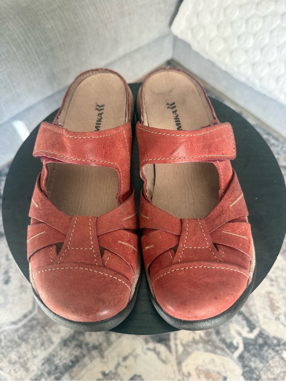 Romika Women's Rust Red Suede Slip-On Mary Jane Clogs EU 39 SZ 8.5